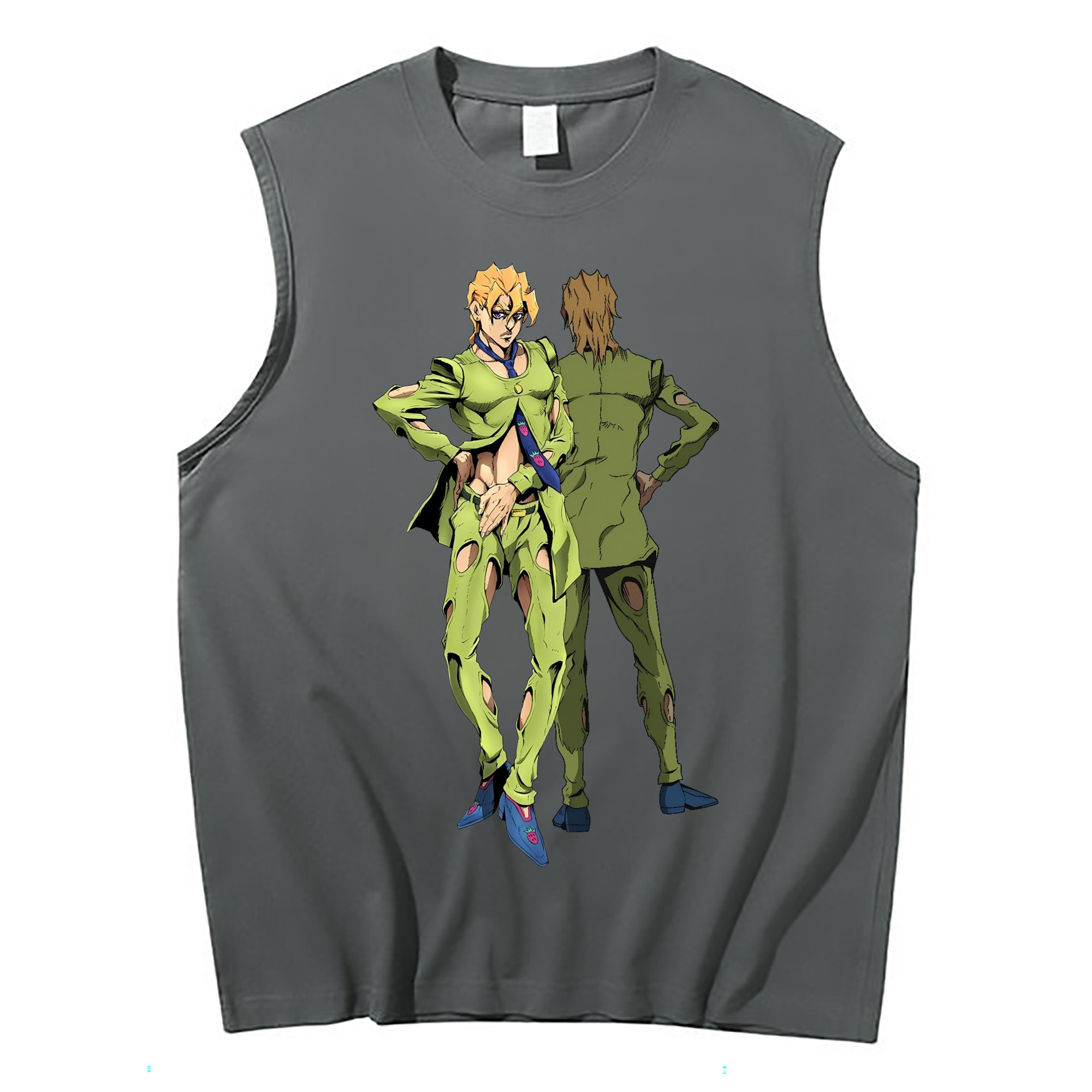（画像用） ジョジョの奇妙な冒険 パンナコッタ?フー JoJo's Bizarre Adventure Pannacotta Fugo コットン100％タンクトップ（フロントプリント）